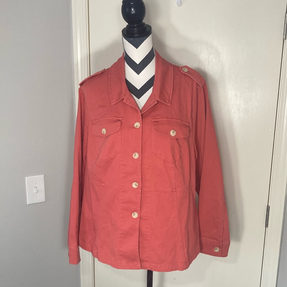 Torrid Orange Long Sleeve Button-Up Jacket‎ Plus Size 2X